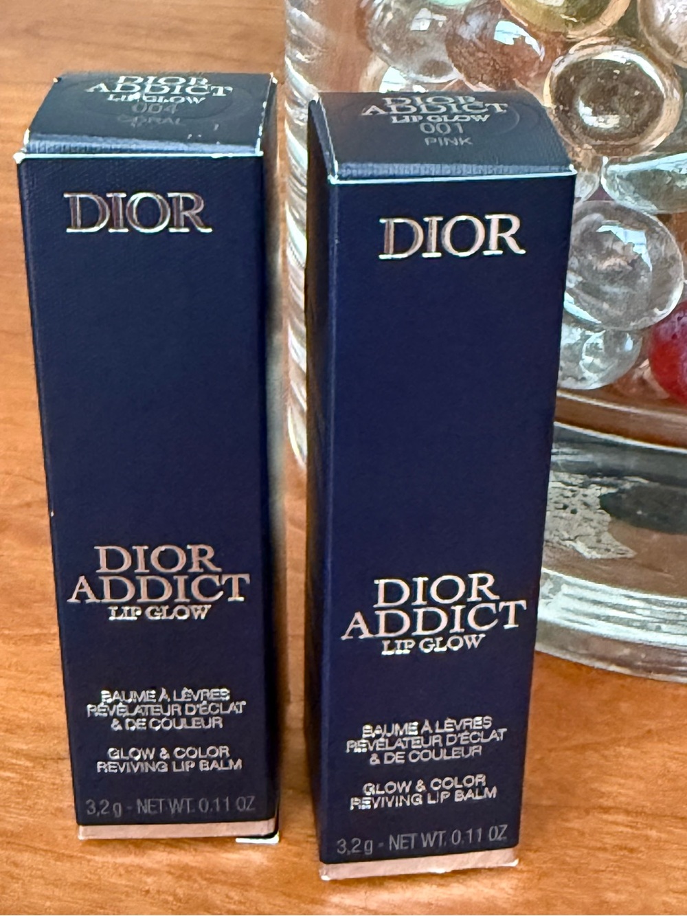 2 Dior Addict Lip Glow Balms in Pink 001 and Coral 004/ PRICE FIRM